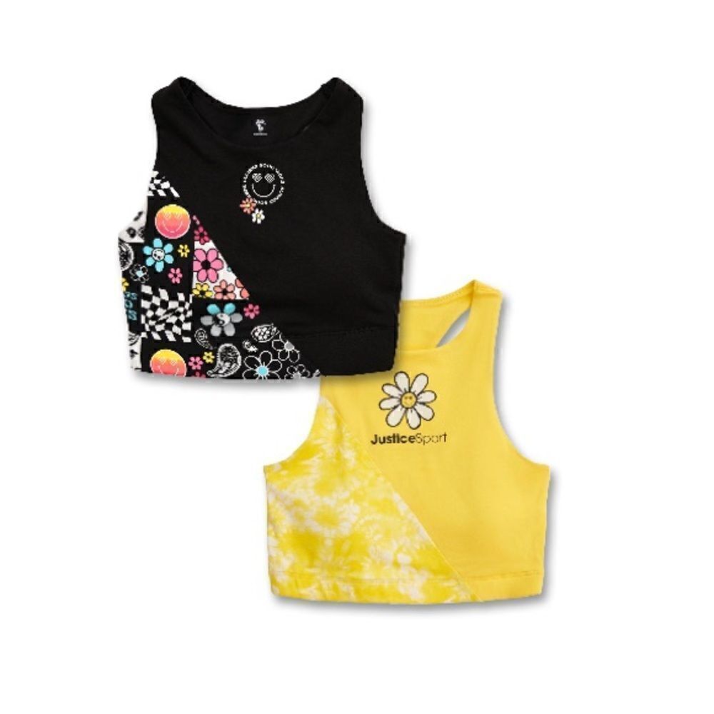Girls Justice Logo Active Racerback Sports Bra 2-Pack Size 34